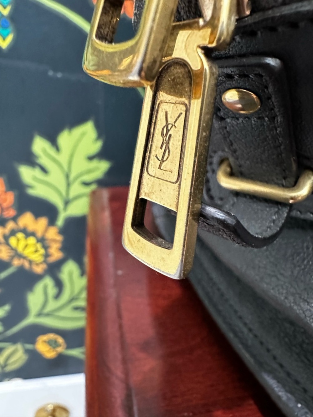 Yves Saint Laurent charcoal gray Leather Satchel with Gold Hardware - Picture 6 of 11